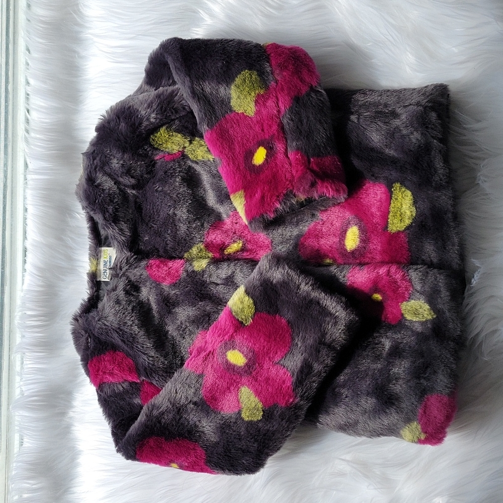 Faux fur floral jacket